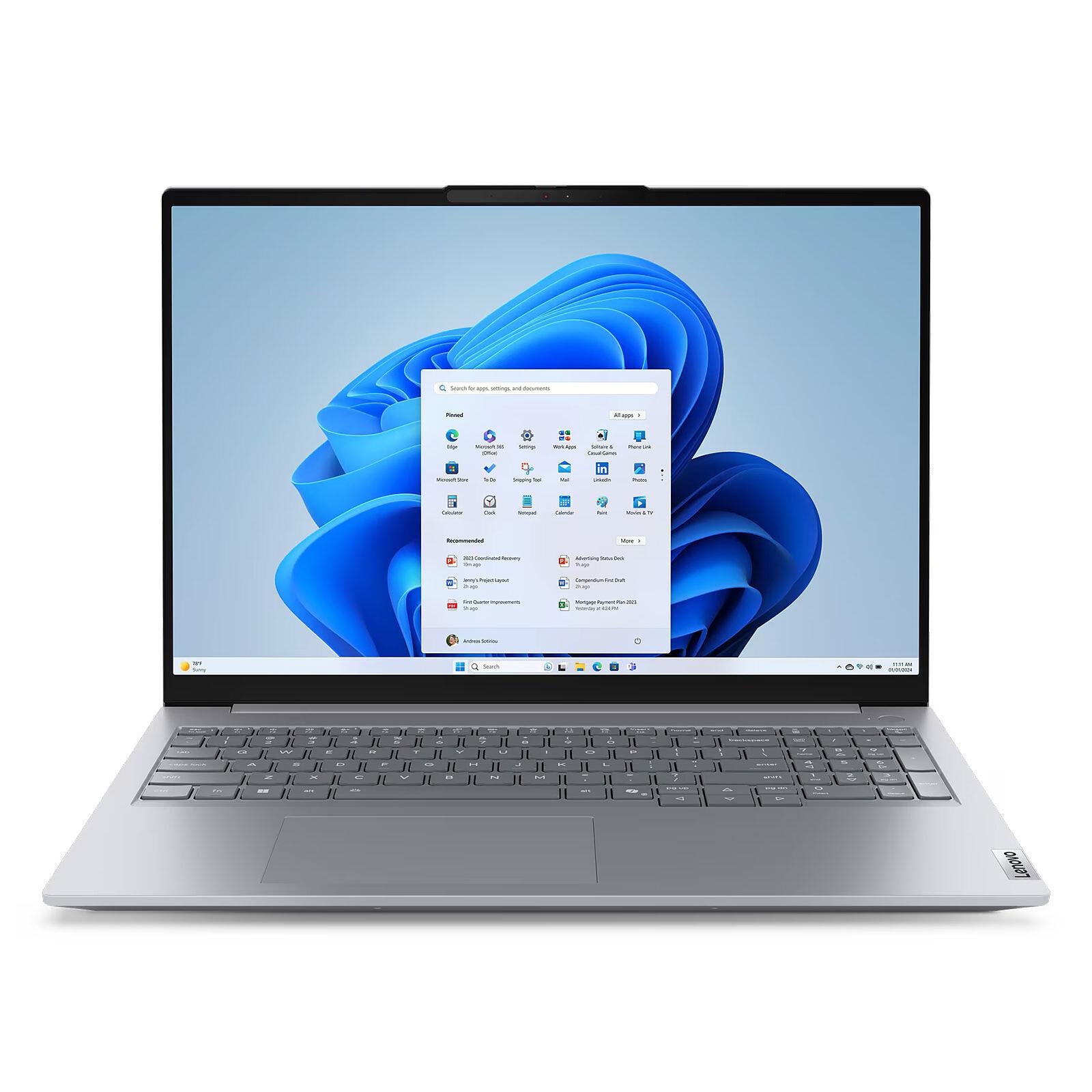 Lenovo ThinkBook 16 G8 IAL / Intel Core Ultra 5 225U 12C(2P+8E+2LPE)/14T / PC IA Copilot / RAM 16 Go DDR5-5600 / SSD 512 Go M.2 NVMe / Écran 16" IPS FHD+ 1920x1200 / Windows 11 Pro / Garantie 1 An Constructeur