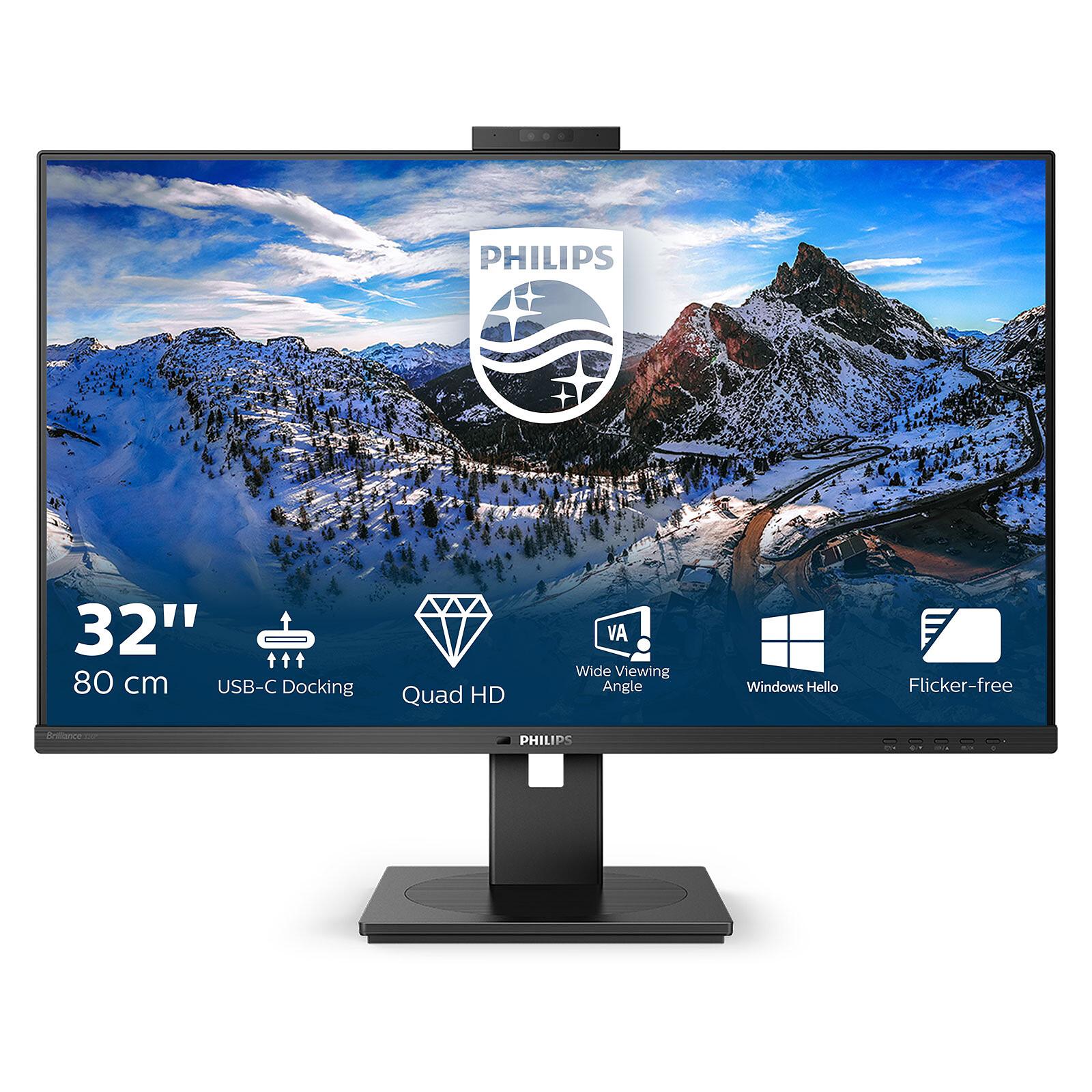 PHILIPS 326P1H/00 Moniteur 32p - 2560 x 1440 QHD 75 Hz - IPS - 350 cd/m2 - 4 ms - 2xHDMI DisplayPort USB-C - WEBCAM - HP
